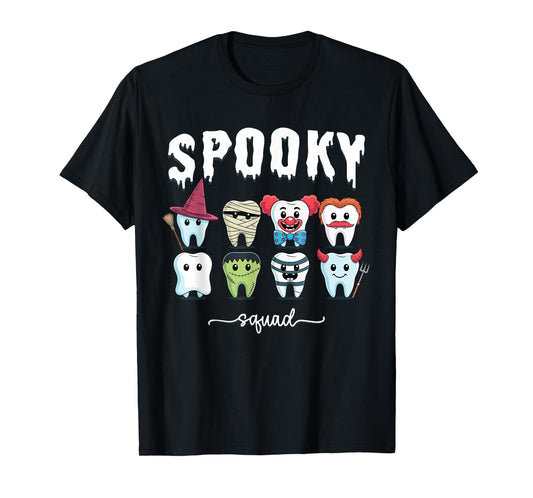 Cute Teeth Funny Costume Spooky Squad Halloween Dentist T-Shirt