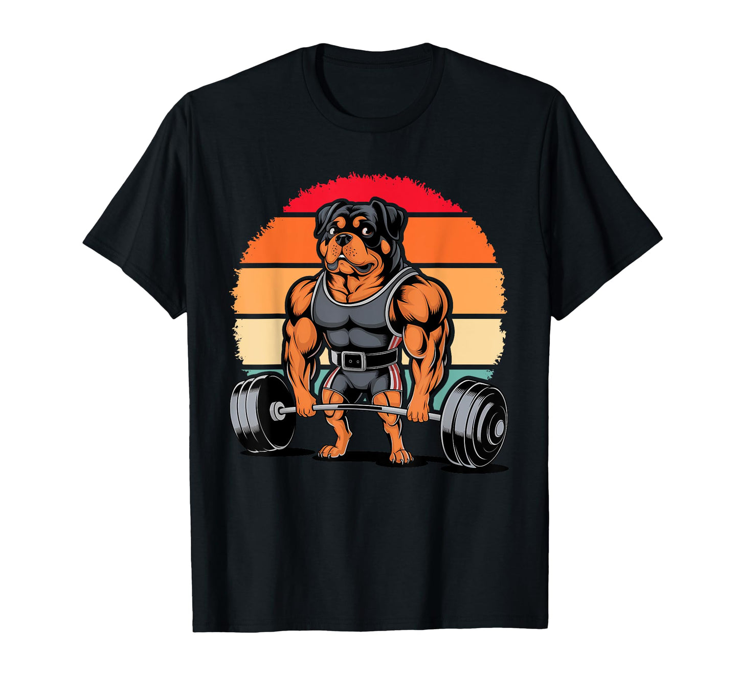 Muscle Rottweiler Dog Deadlifting Gym Weightlifting Workout T-Shirt