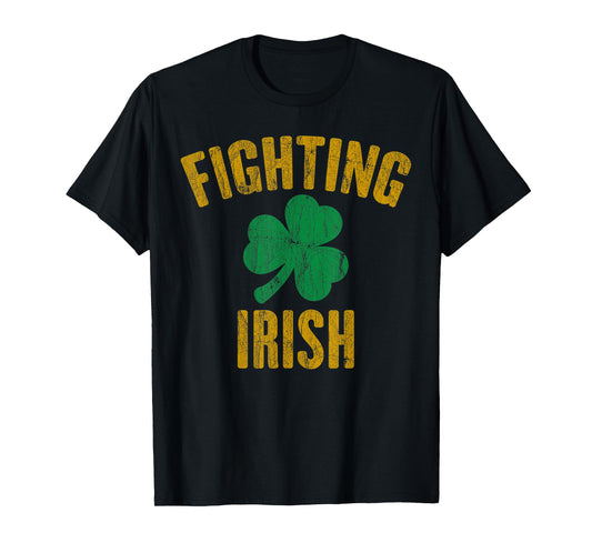 Vintage Fighting Irish History Gold Shamrock T-Shirt