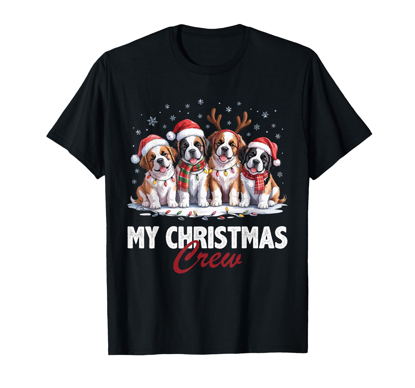 Saint Bernard Christmas Crew Funny Dog Lovers Holiday Pajama T-Shirt