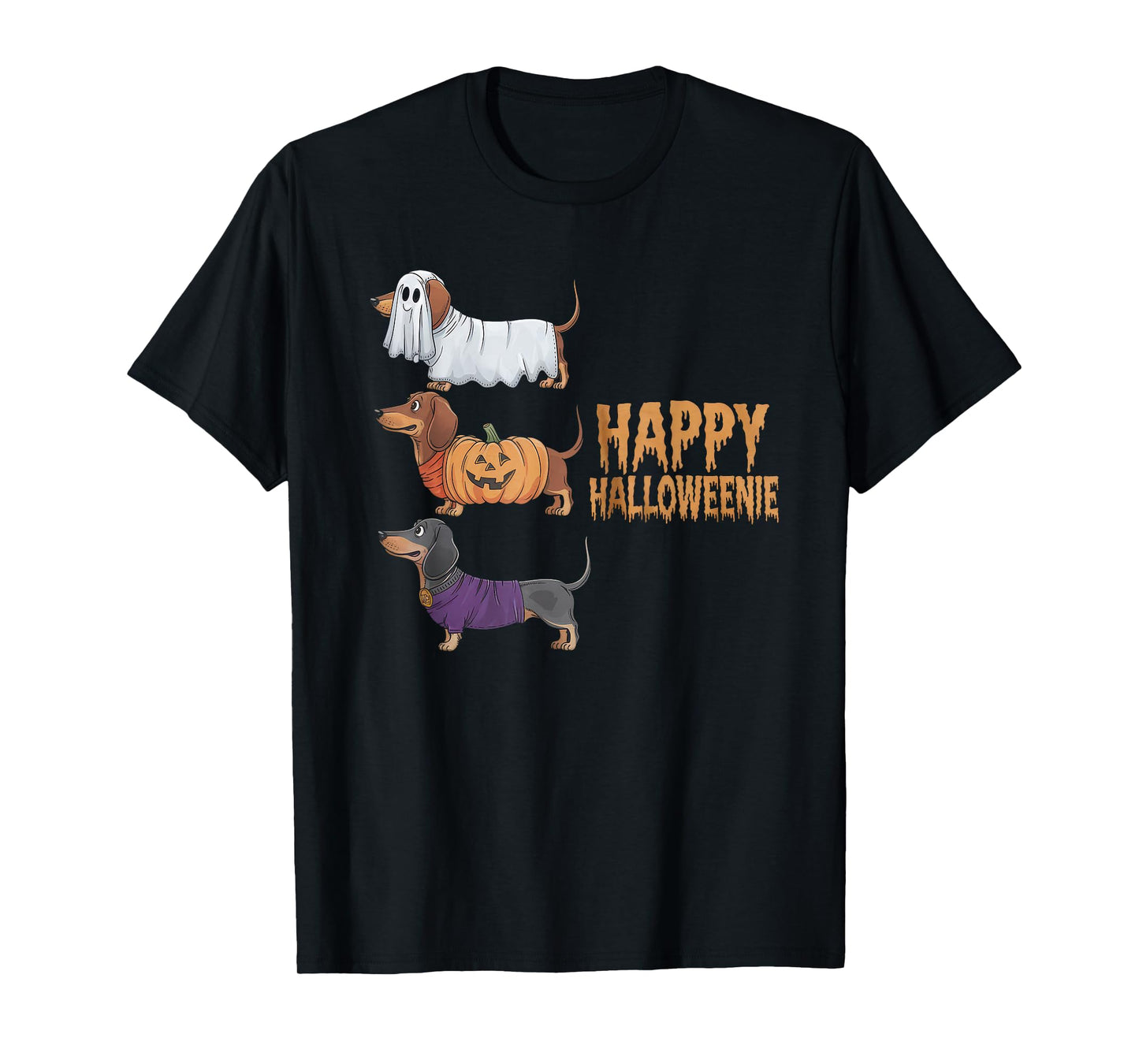 Happy Halloweenie Tshirt Women Men Wiener Monster Party T-Shirt