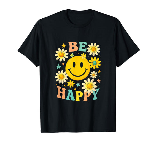 Be Happy - Retro Checkered Pattern Vintage T-Shirt