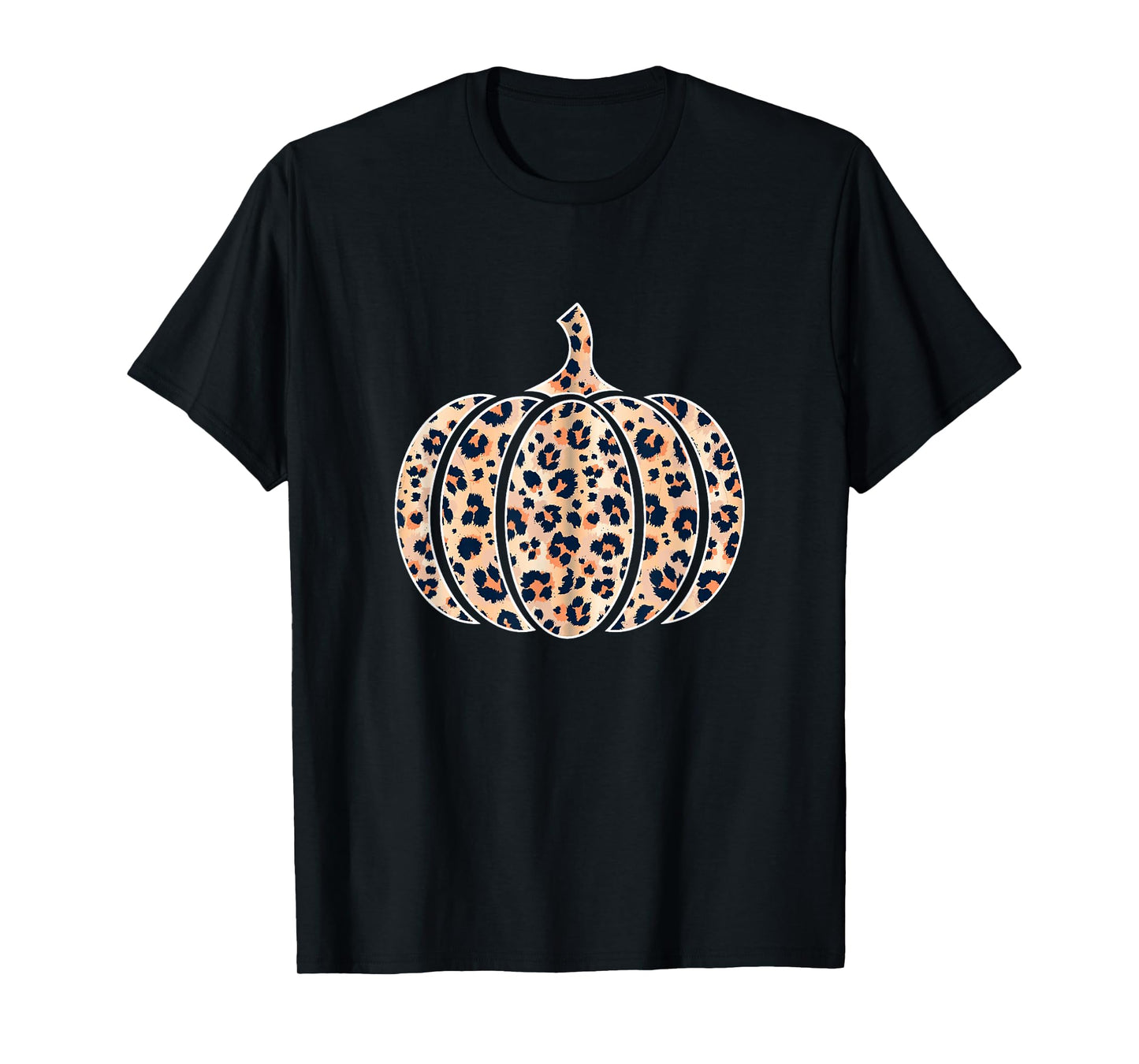 Halloween Pumpkin Women Plaid Leopard Print Thanksgiving T-Shirt