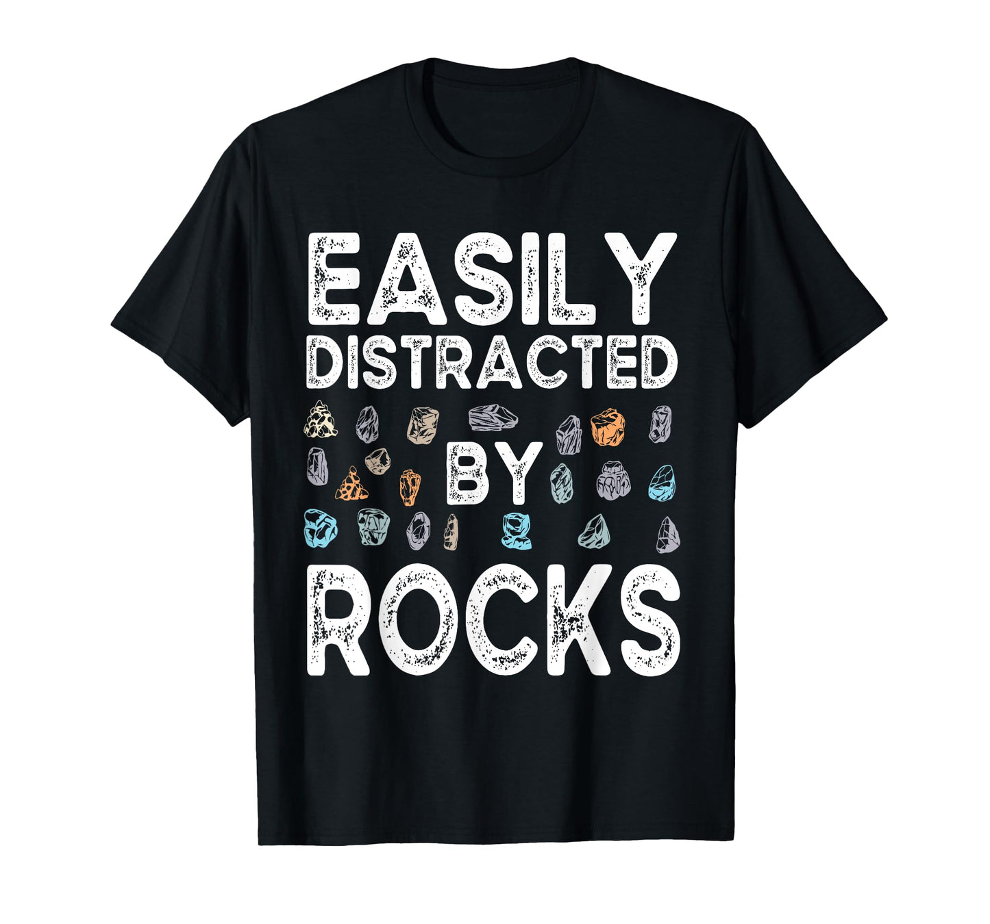 Easily Distracted By Rock Funny Vintage Rock Collector T-Shirt