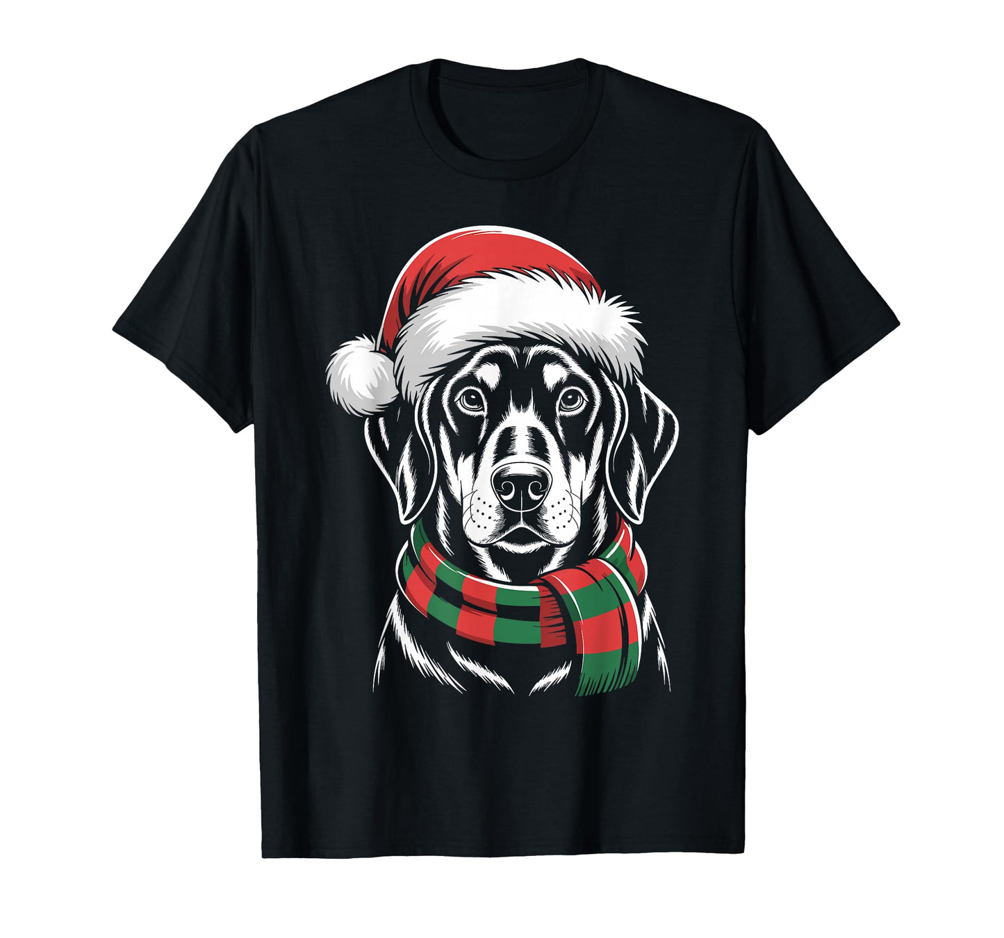 Doberman Dog Xmas Santa Hat Scarf Christmas Costume T-Shirt