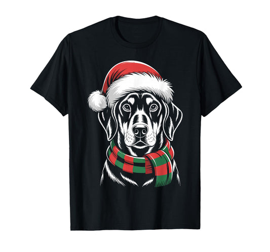 Doberman Dog Xmas Santa Hat Scarf Christmas Costume T-Shirt