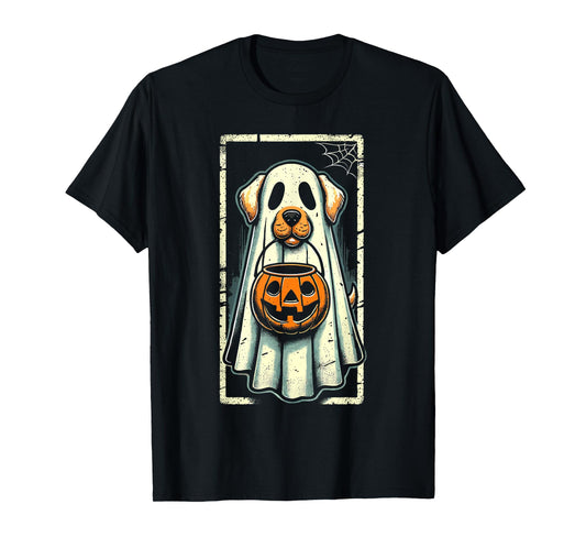 Cute Ghost Dog Men Women Kids Halloween Funny Ghost T-Shirt
