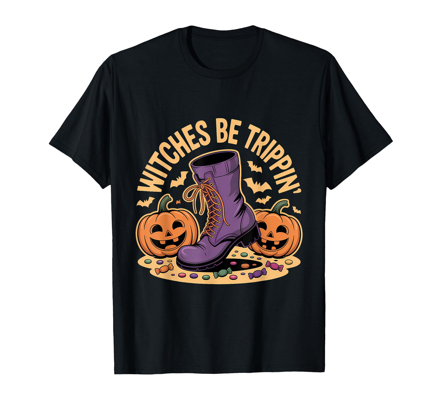 Witches Be Trippin' Pumpkin Boot Fun T-Shirt