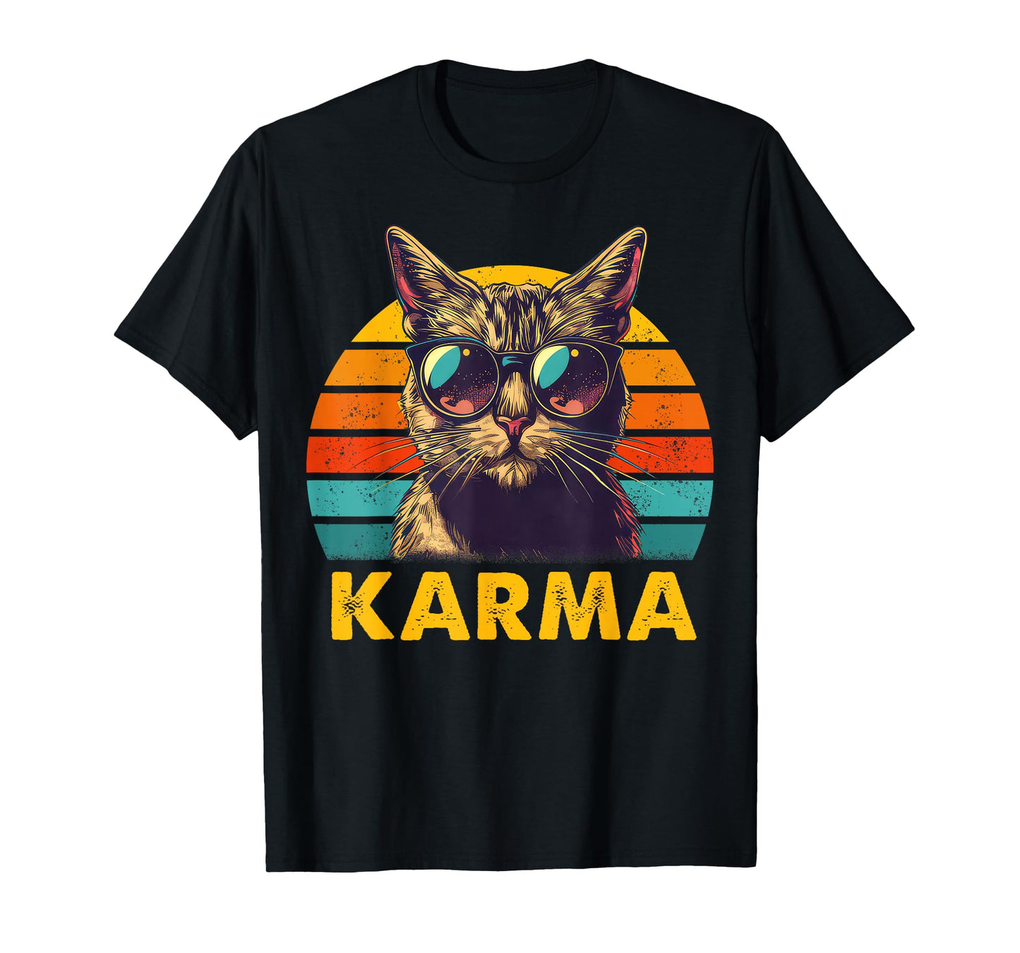 Vintage Cat Music Gifts For Teens Girls Kids Women Men Karma T-Shirt