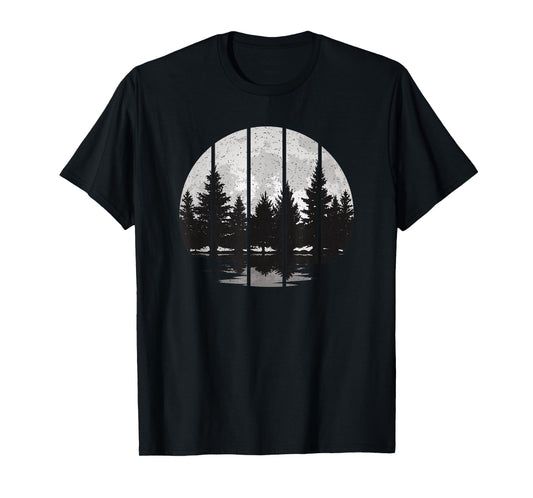 Forest Moon Landscape Nature Outdoor Vintage Graphic Men T-Shirt