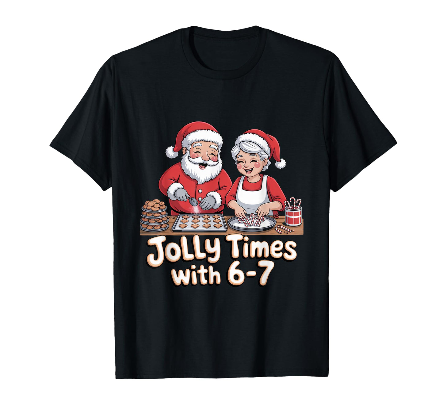 Funny 6 7 Six Seven Meme Christmas Santa Claus Women Men T-Shirt