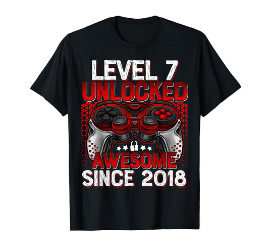 Level 7 Unlocked 7 Year Old Gifts For Boys 7th Birthday Boy T-Shirt
