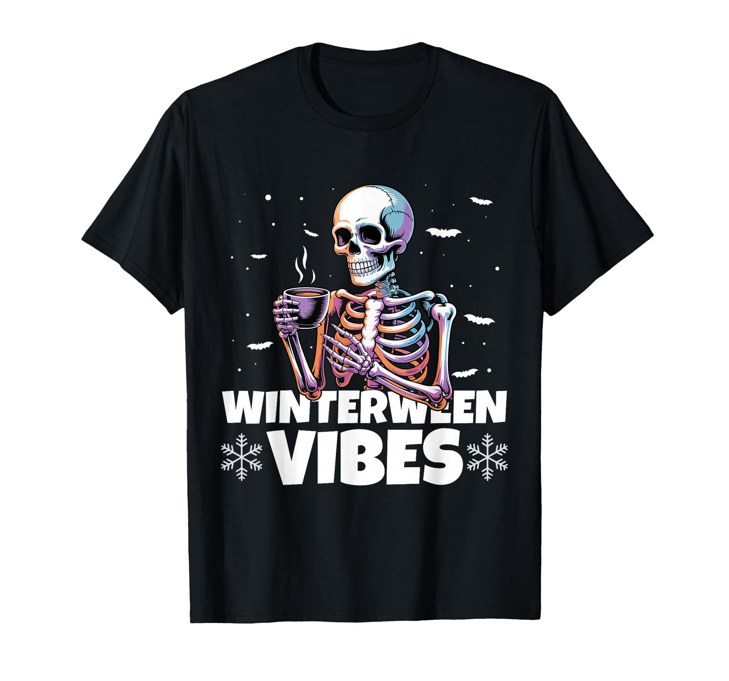 Winterween Vibes Winter Halloween Christmas Skeleton T-Shirt