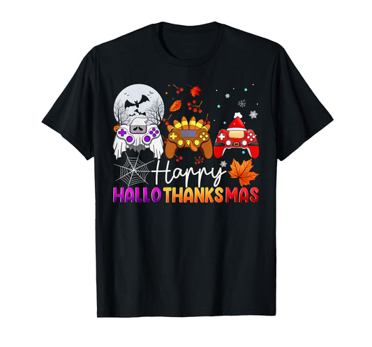 Happy Hallothanksmas Game Controller Gamer Hallothanksmas T-Shirt