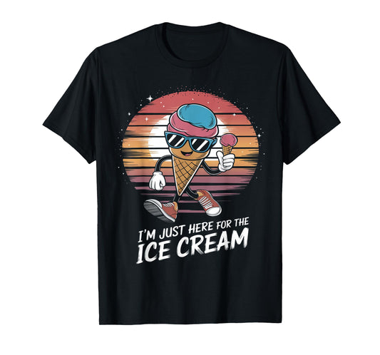 I'm Just Here For The Free Ice Cream Vintage Kids Men T-Shirt