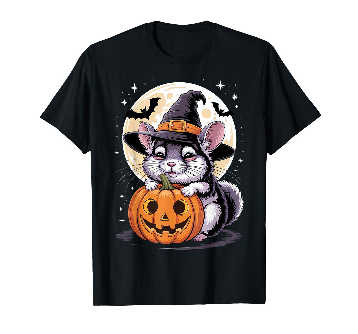 Halloween Chinchilla Witch Hat Pumpkin Spooky T-Shirt