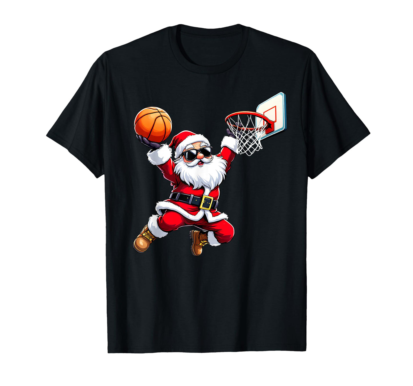 Christmas Santa Claus Dunking A Basketball Mens Boys Kids T-Shirt