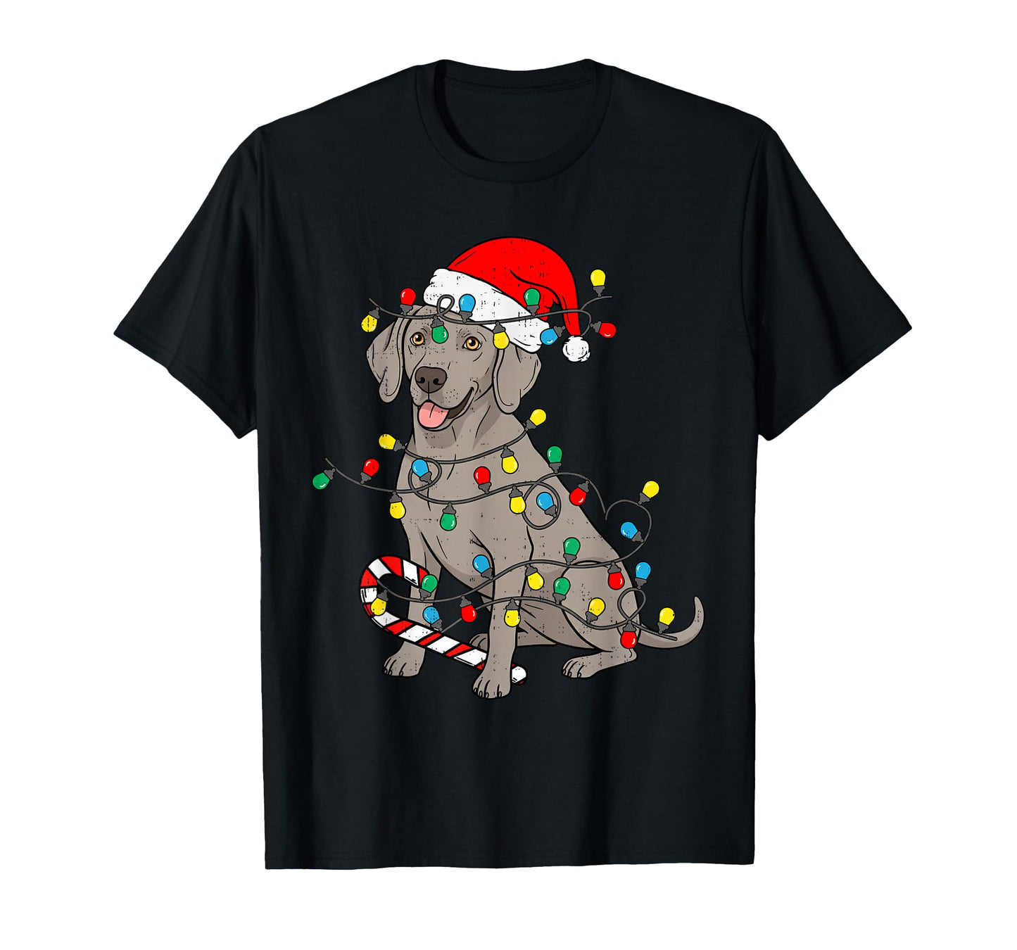 Weimaraner Dog Christmas Lights Santa Xmas Pet Dog Lover T-Shirt