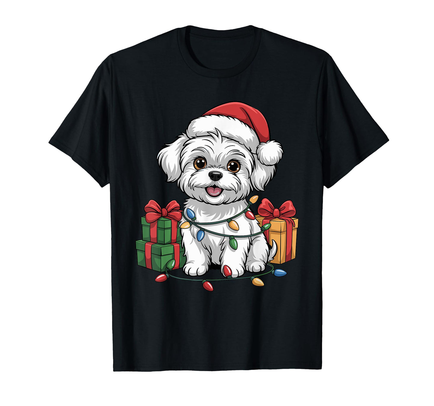 Cute Maltese Christmas Xmas Design Funny Dog Lover Holiday T-Shirt