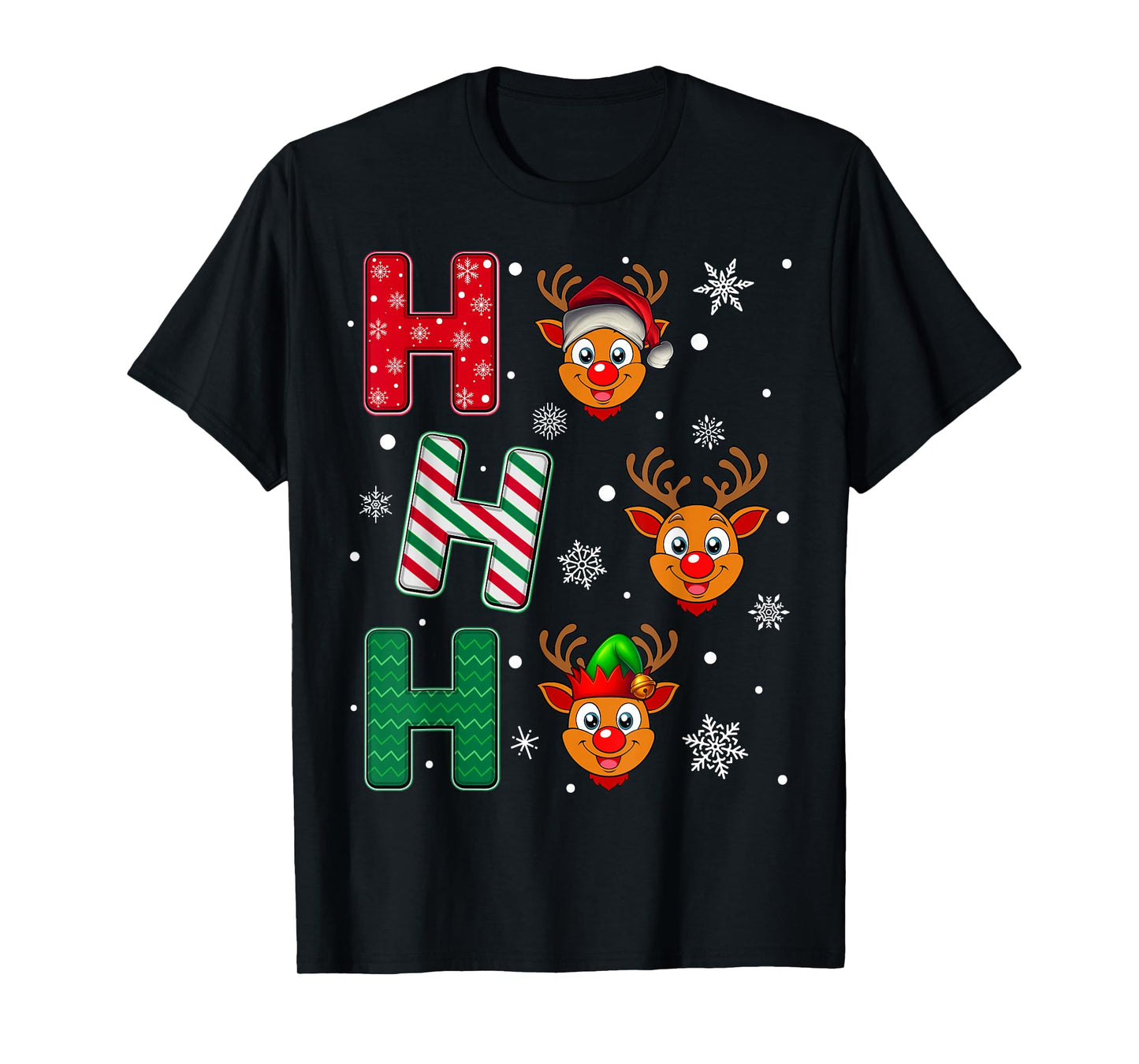 Ho Ho Ho Reindeer Animal Matching Santa Elf Xmas T-Shirt