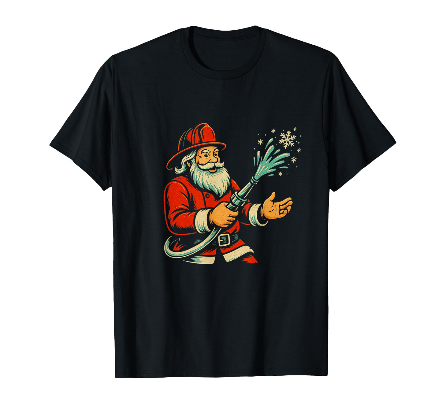 Firefighter Christmas Funny Santa Claus Fireman T-Shirt