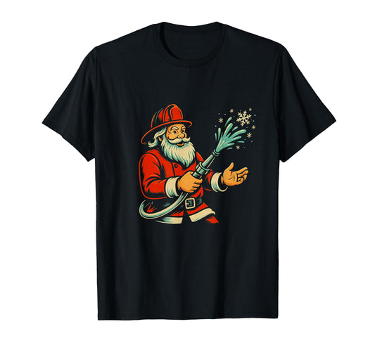 Firefighter Christmas Funny Santa Claus Fireman T-Shirt