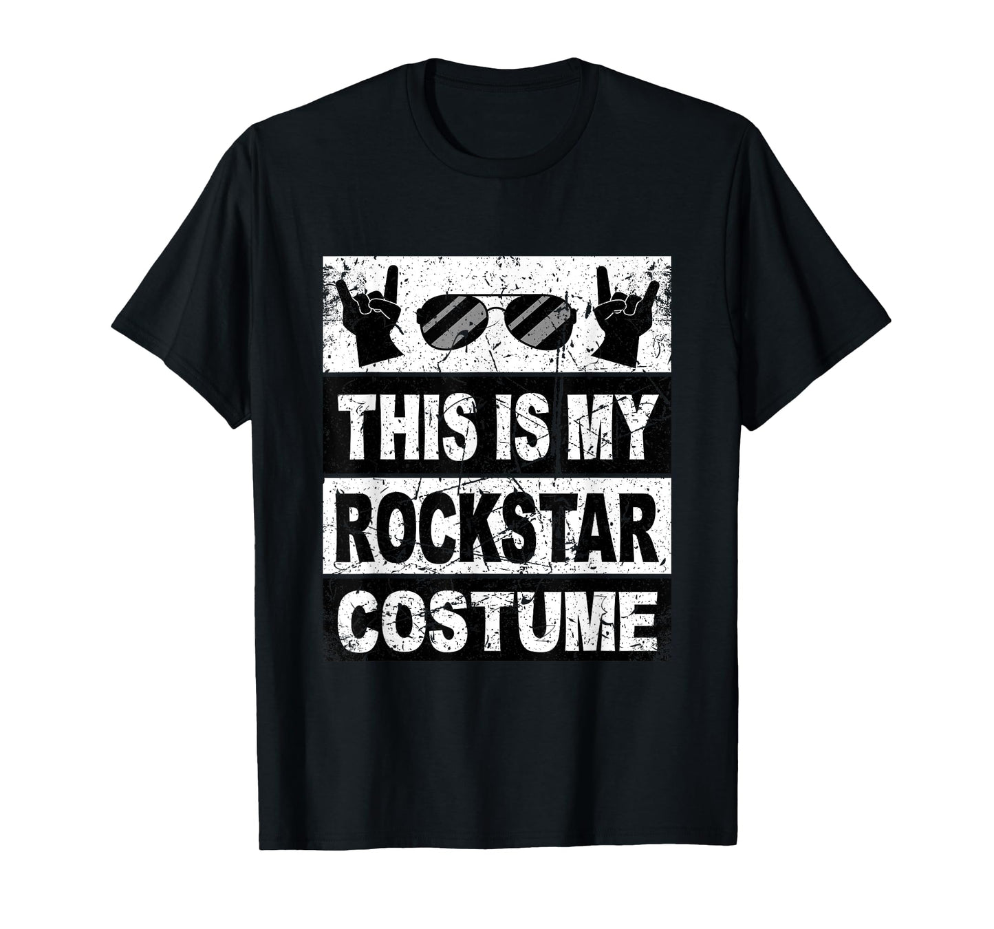 Retro Rockstar Costume Outfit Men Women Kids Adult Rock Star T-Shirt