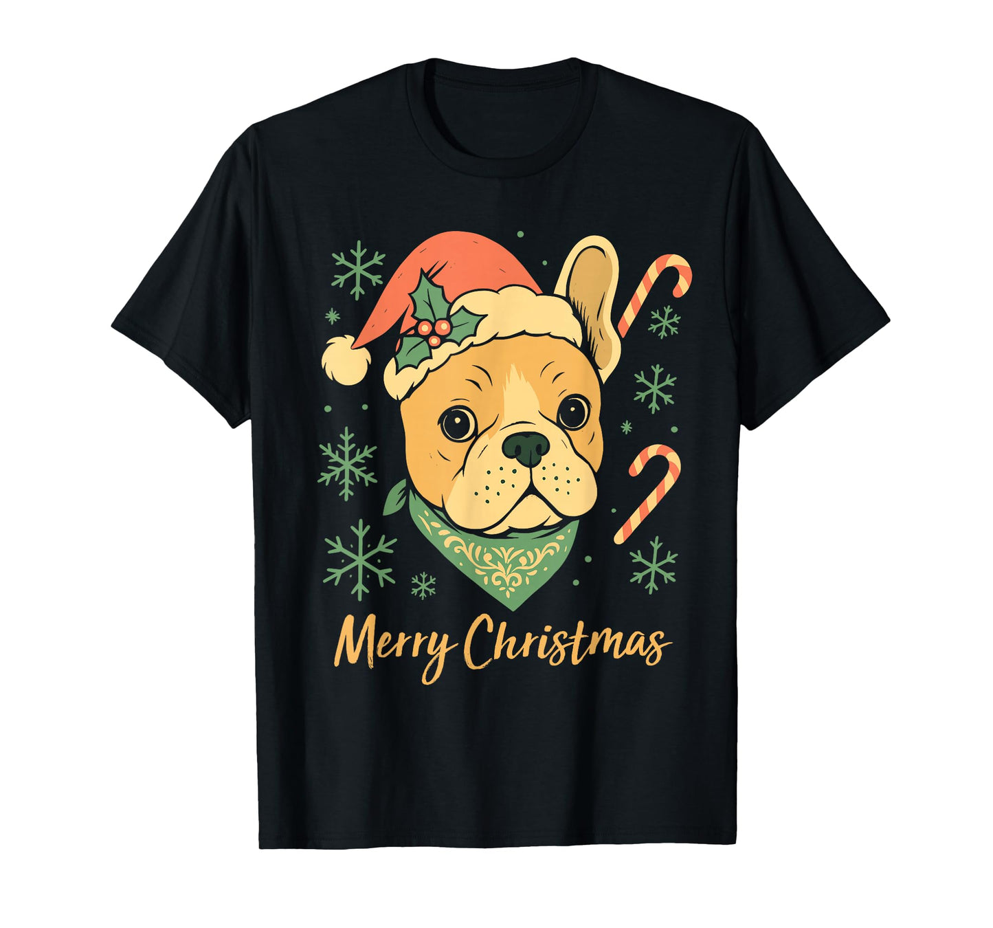 French Bulldog Lovers Merry Christmas Santa Hat Xmas Family T-Shirt