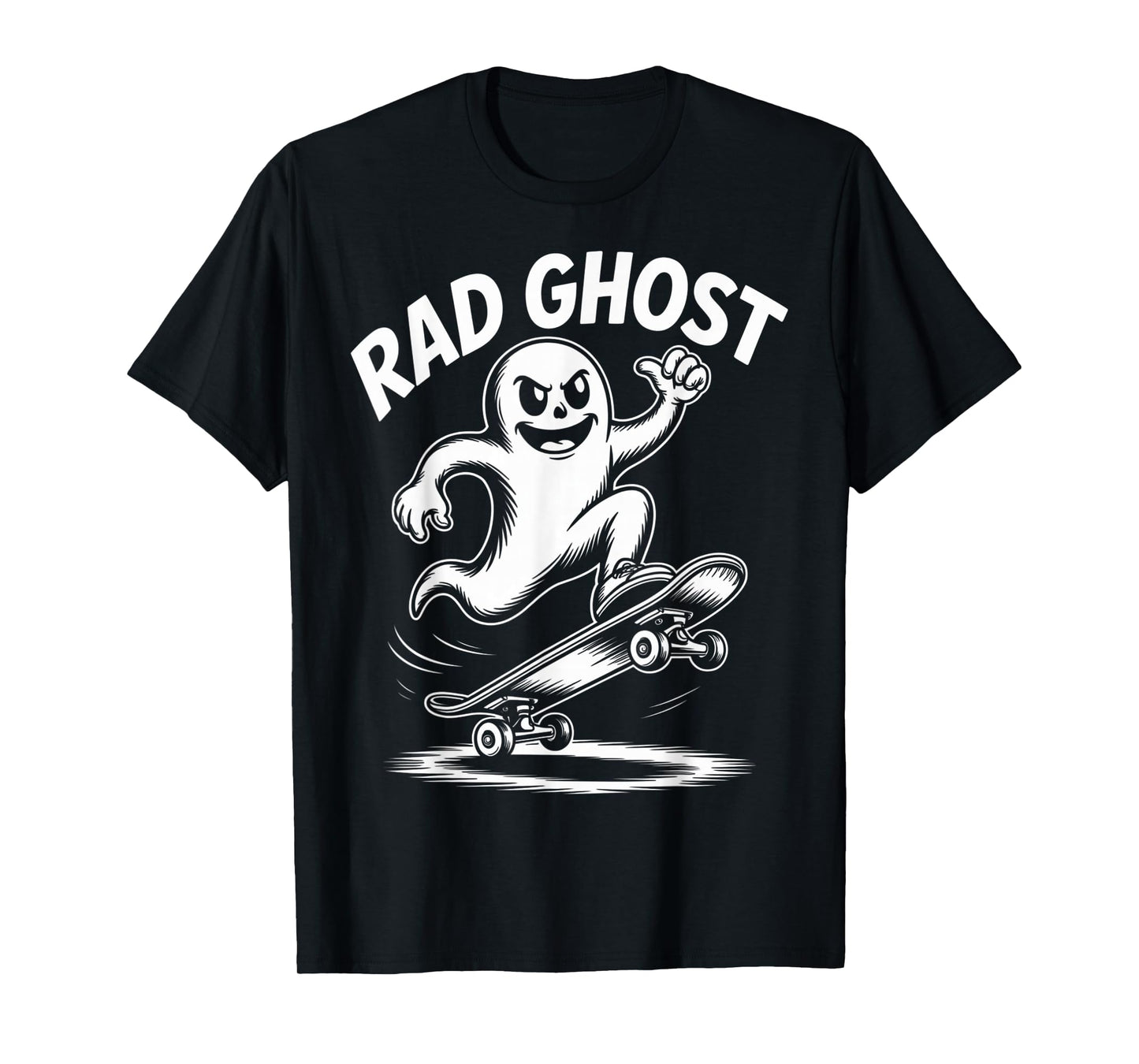 Funny Ghost On Skateboard Retro Halloween Costume Kids Boys T-Shirt