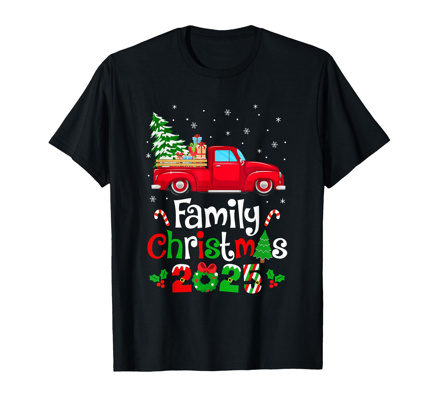 Family Christmas 2025 Truck Tree Squad Matching Xmas Team T-Shirt