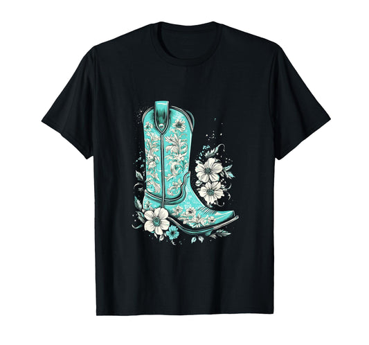 Western Turquoise Teal Cowgirl Country Boho T-Shirt