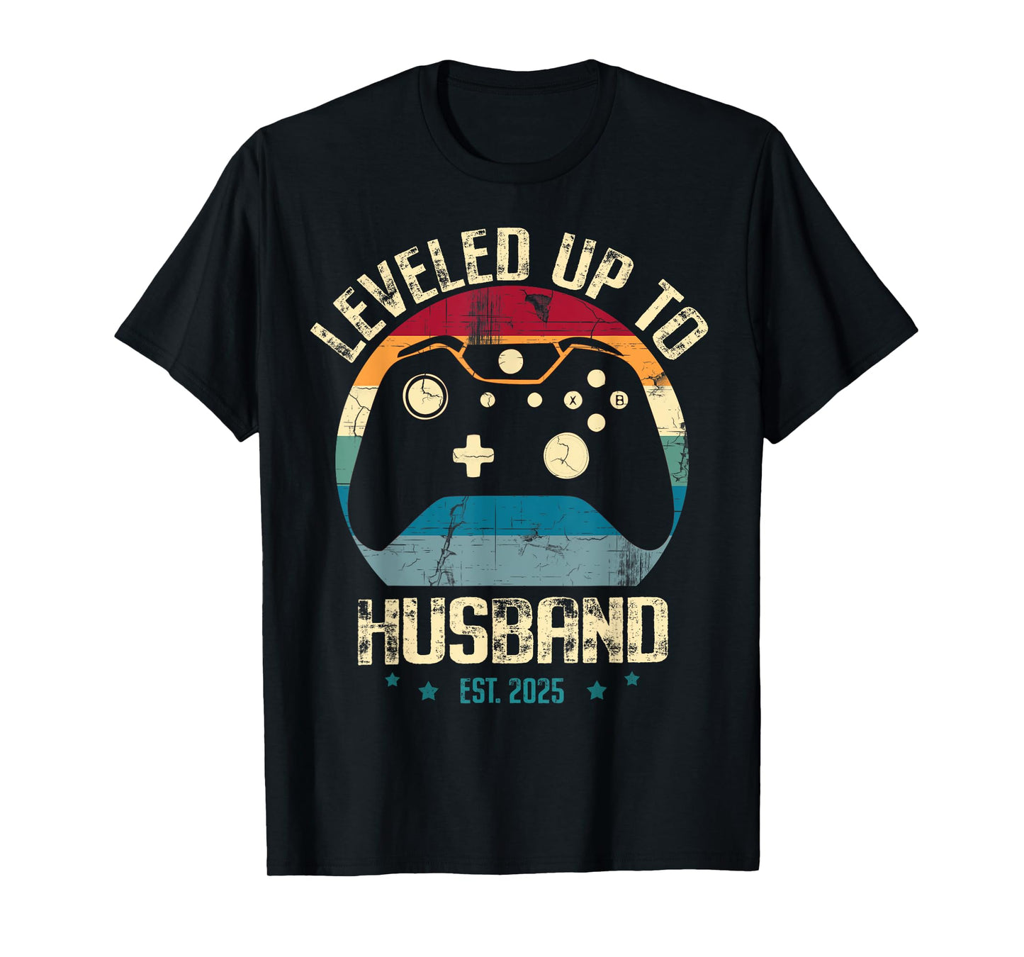 Leveled Up To Husband est 2025 Newly Married Gamer Bachelor T-Shirt