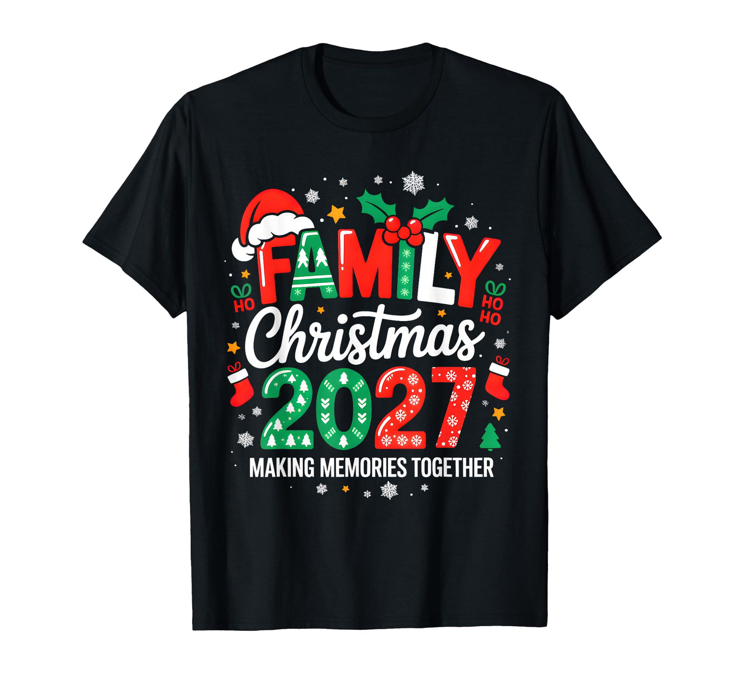Family Christmas 2027 Squad Santa Elf Xmas Matching Costume T-Shirt