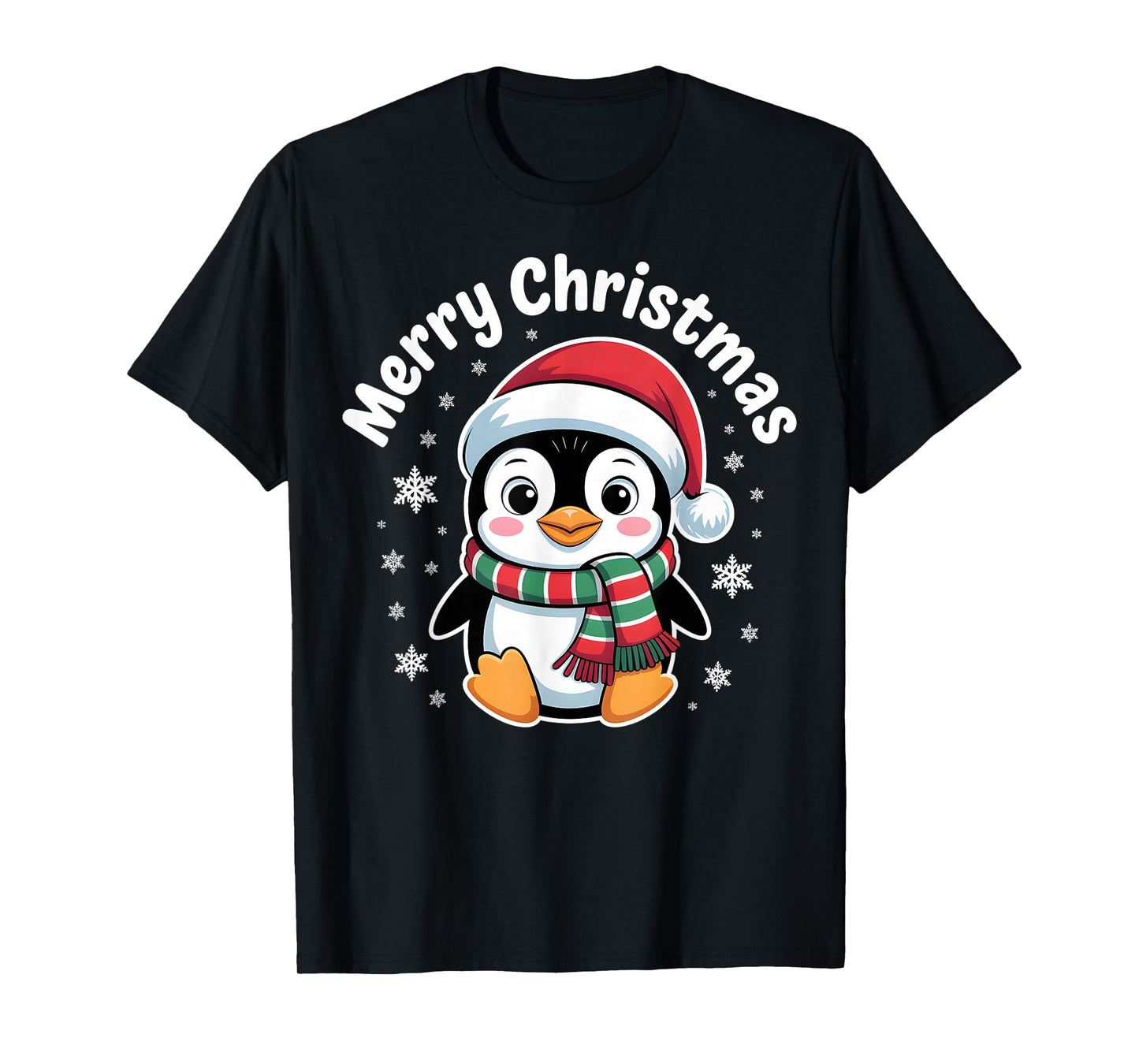 Merry Christmas Penguin Cute Santa Hat Winter Holiday T-Shirt