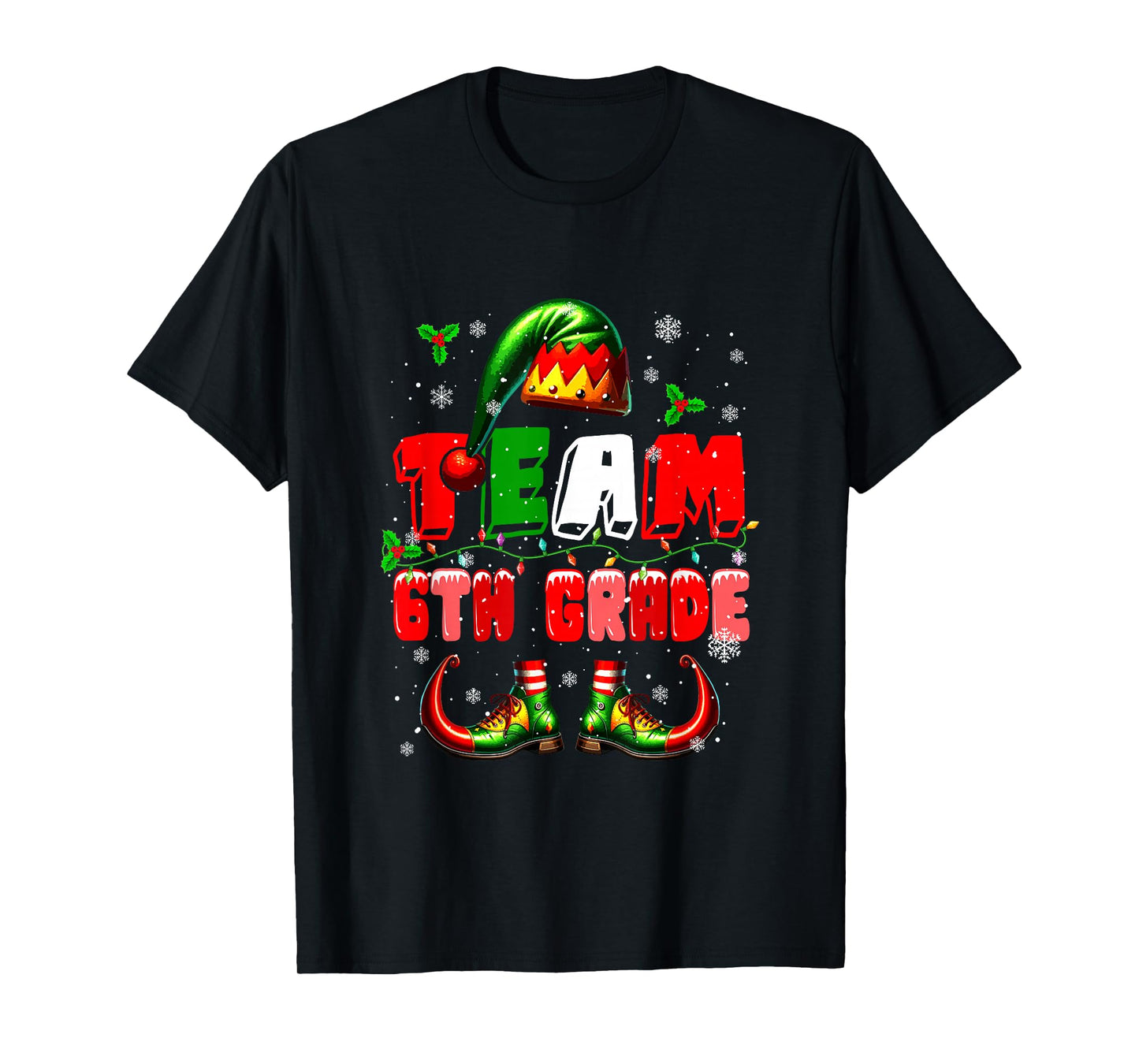 Team 6th Grade Christmas Elf Costume Teachers Students Kids T-Shirt