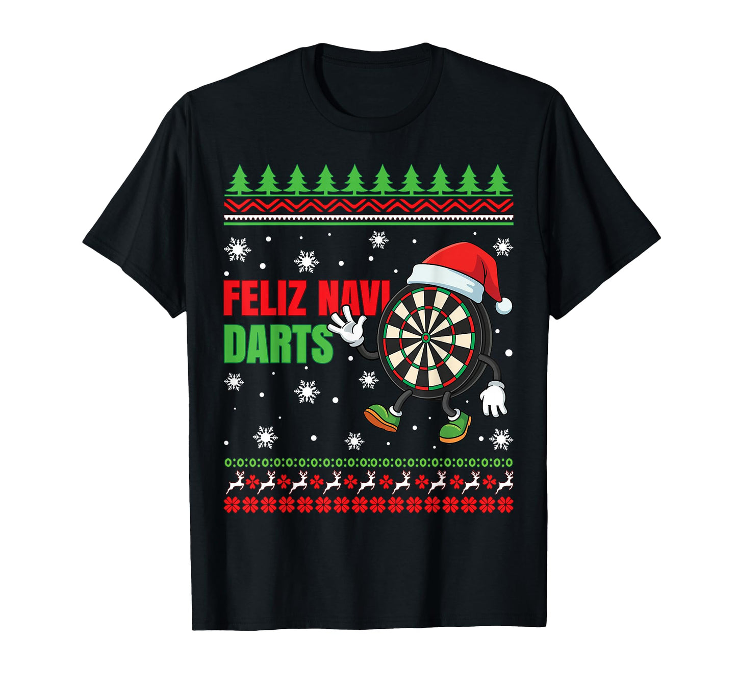 Feliz Navi Darts Christmas Dartboard Funny Ugly Christmas T-Shirt