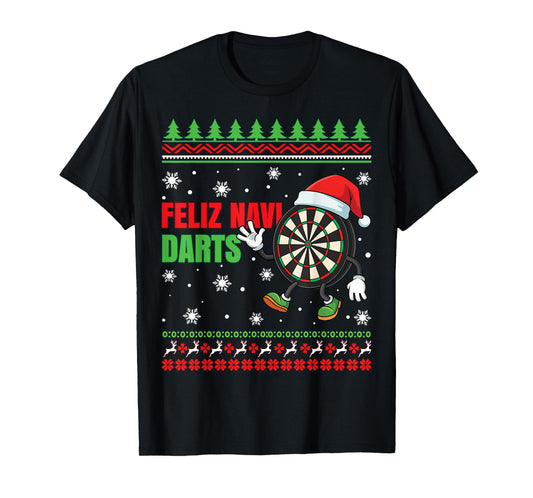 Feliz Navi Darts Christmas Dartboard Funny Ugly Christmas T-Shirt