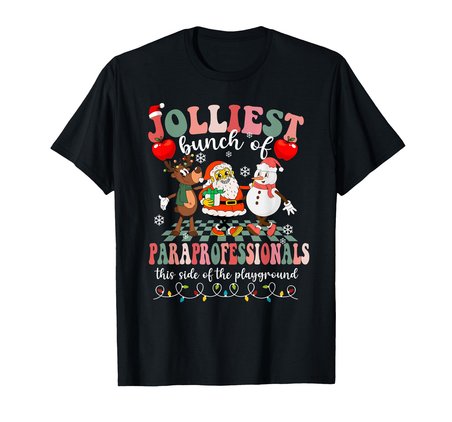 Funny Christmas Xmas Pjs Jolliest Bunch of Paraprofessionals T-Shirt