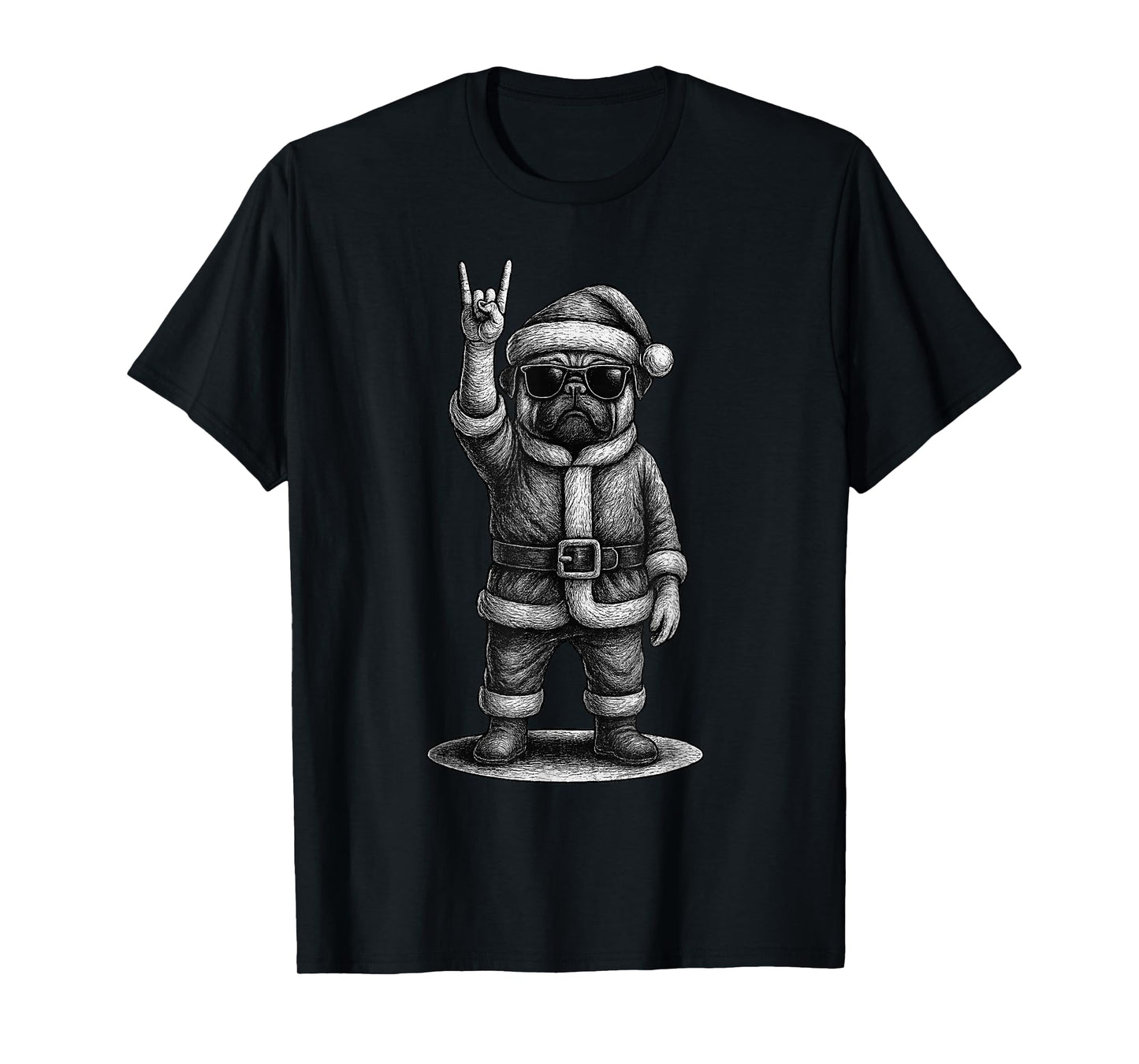Pug Rock Music Christmas Dog Lover T-Shirt
