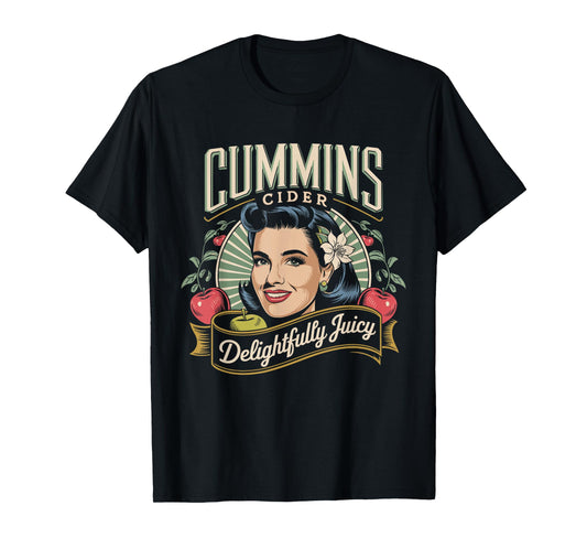 Delightfully Juicy Cummins Cider Vintage Humor Logo T-Shirt