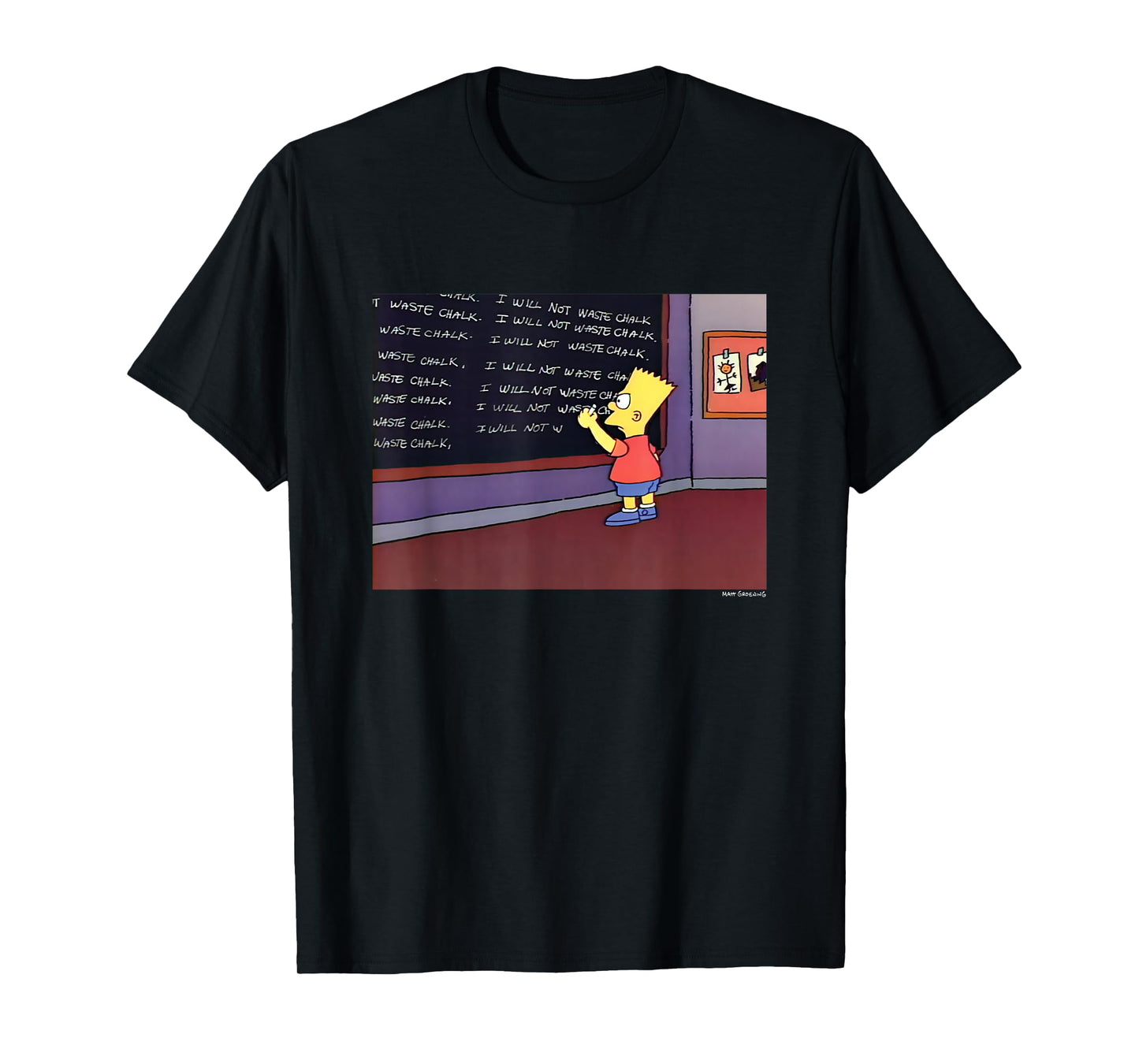 The Simpsons Iconic Scene Bart I Will Not Waste Chalk Logo T-Shirt