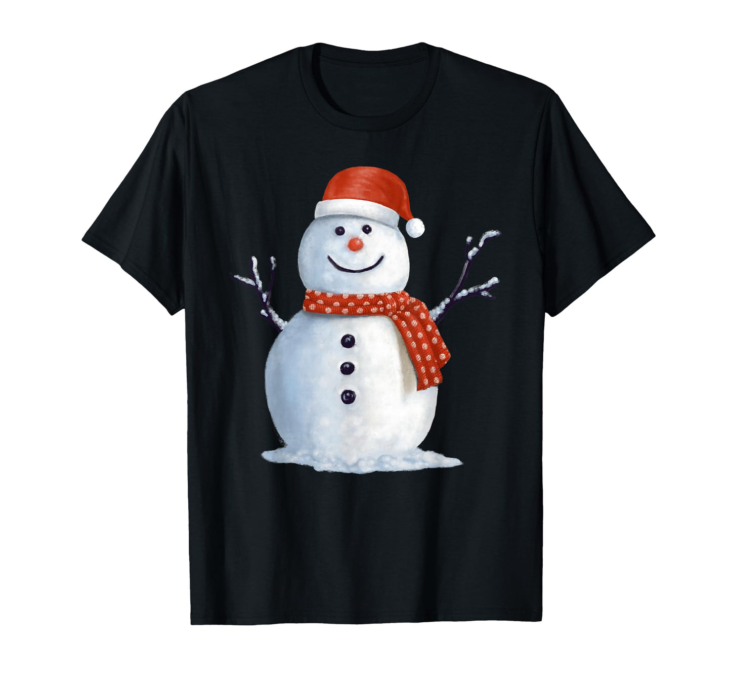 Snowman in Santa Hat Cozy Holiday Seasons T-Shirt