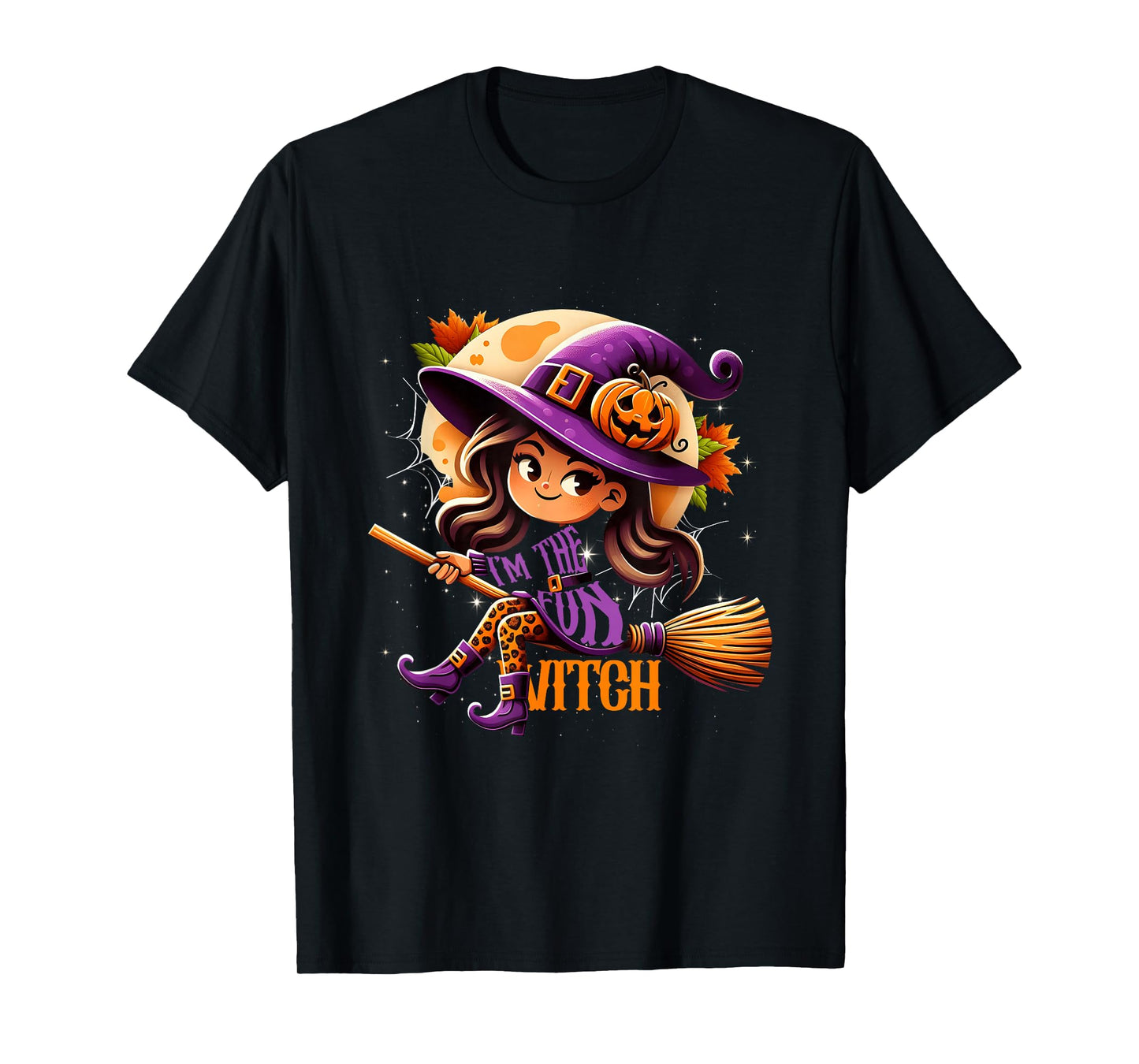 Chibi Kawaii Im The Fun Witch Riding Broomstick Halloween T-Shirt