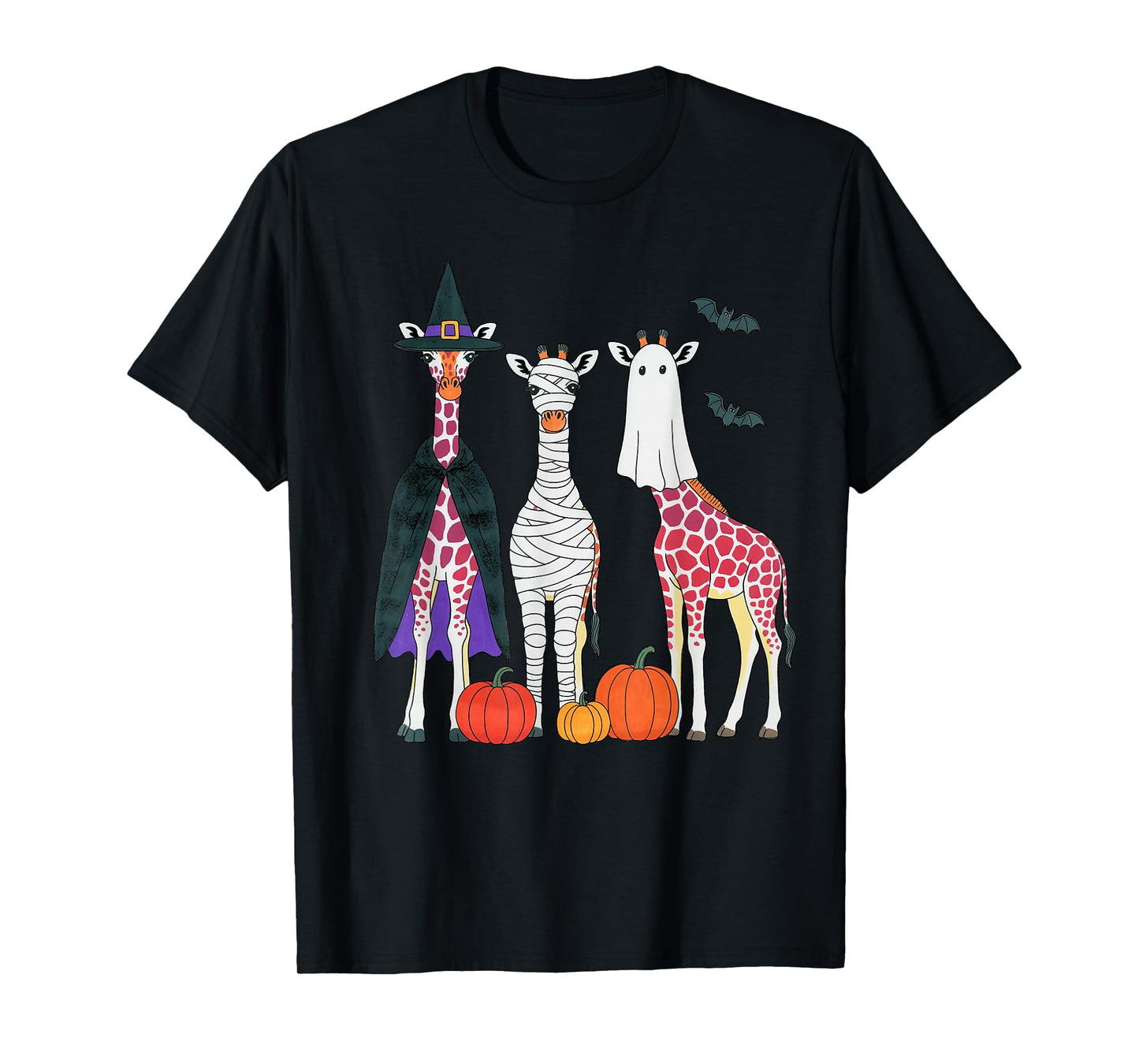 Giraffe Boo Mummy Witch Halloween Costume Giraffe Pumpkin T-Shirt