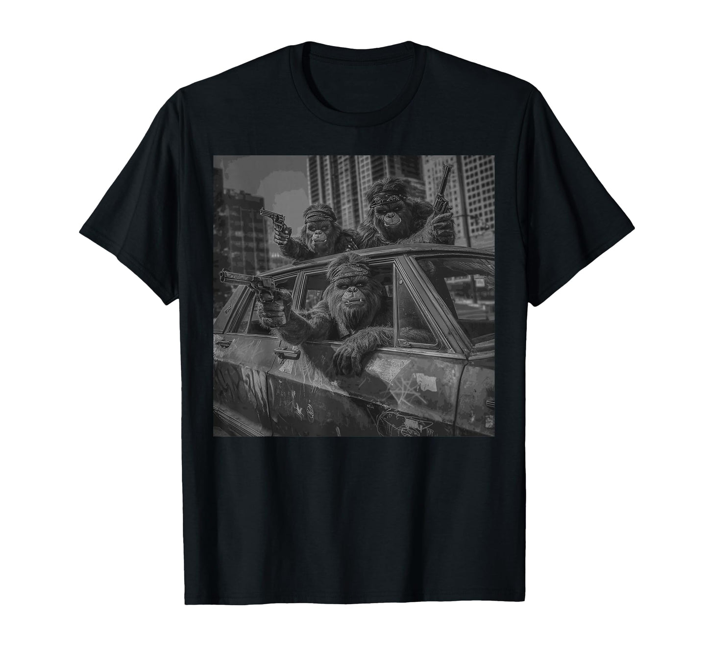 Funny Graphic Bigfoot Sasquatch Gangster Adult Funny T-Shirt