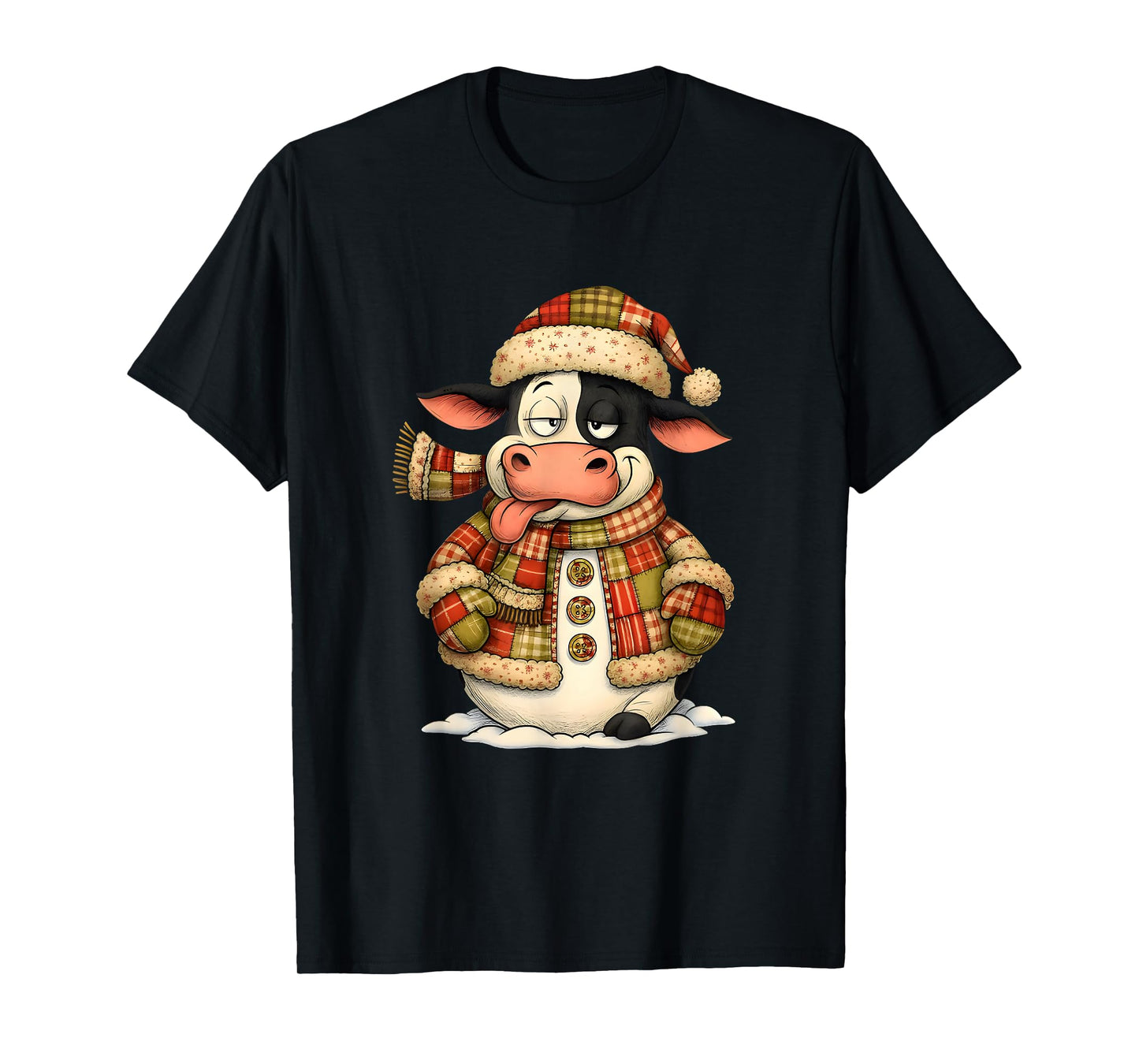 Funny Christmas Cow Tee Cute Festive Winter Farm Animal idea T-Shirt