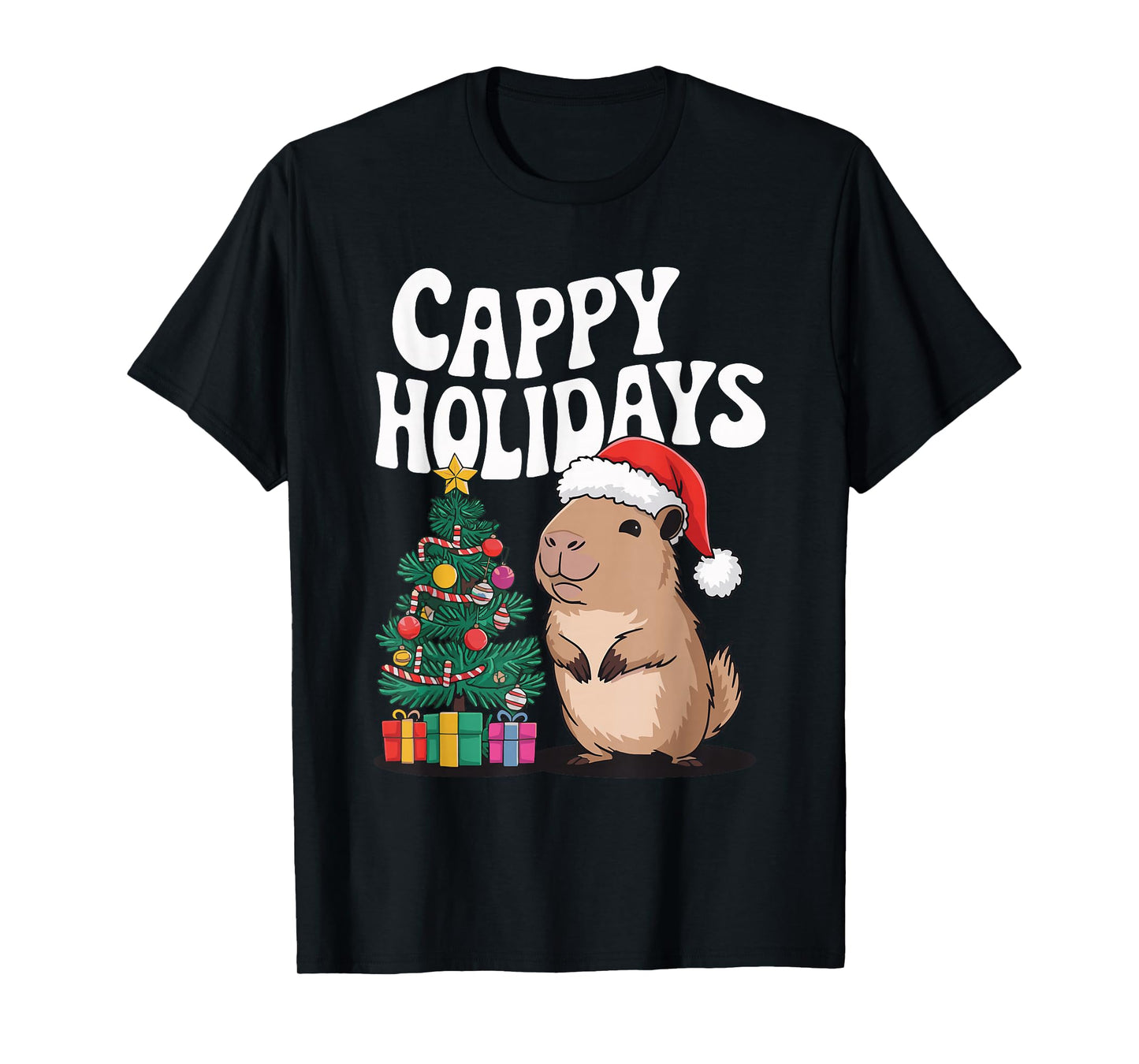 Cappy Holidays Capybara Christmas T-Shirt