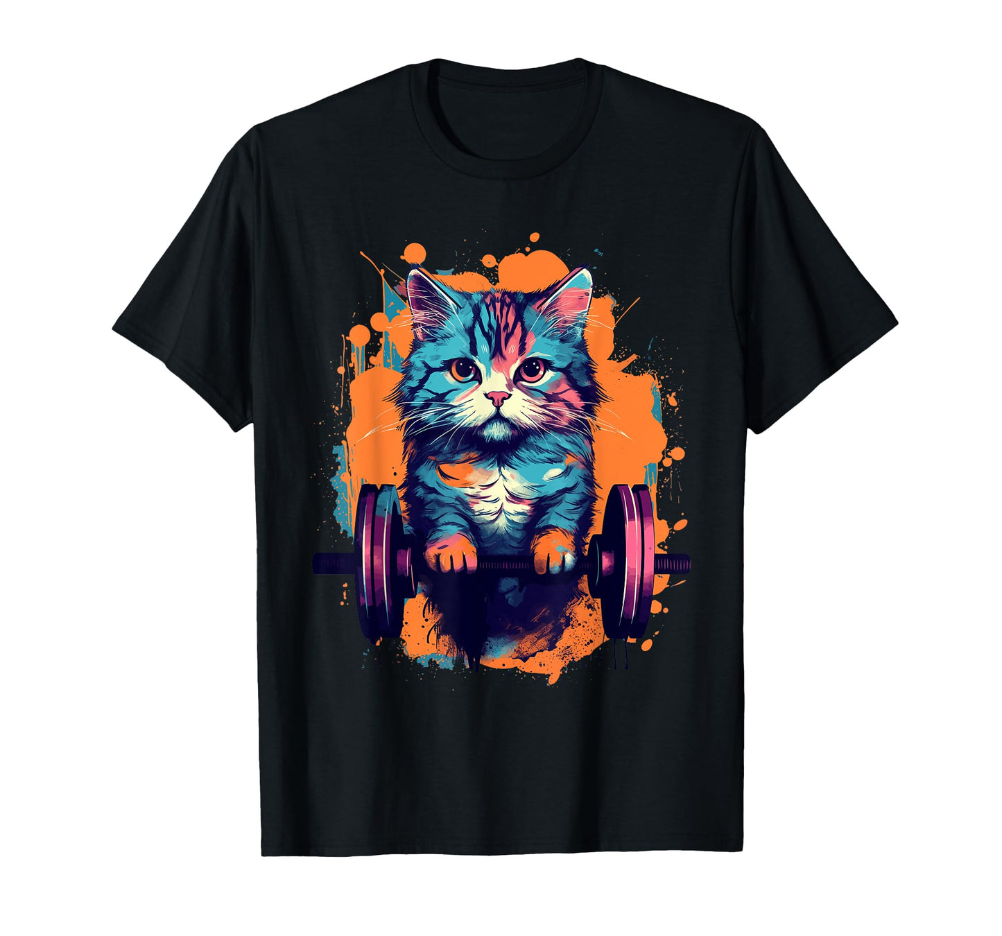 Gym, Workout or Fitness Gift Funny Cat in a Gym T-Shirt for Men Women