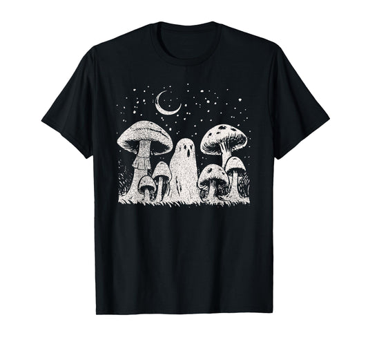 Halloween Mushroom Ghost Vintage Grunge 90 Aesthetic Graphic T-Shirt