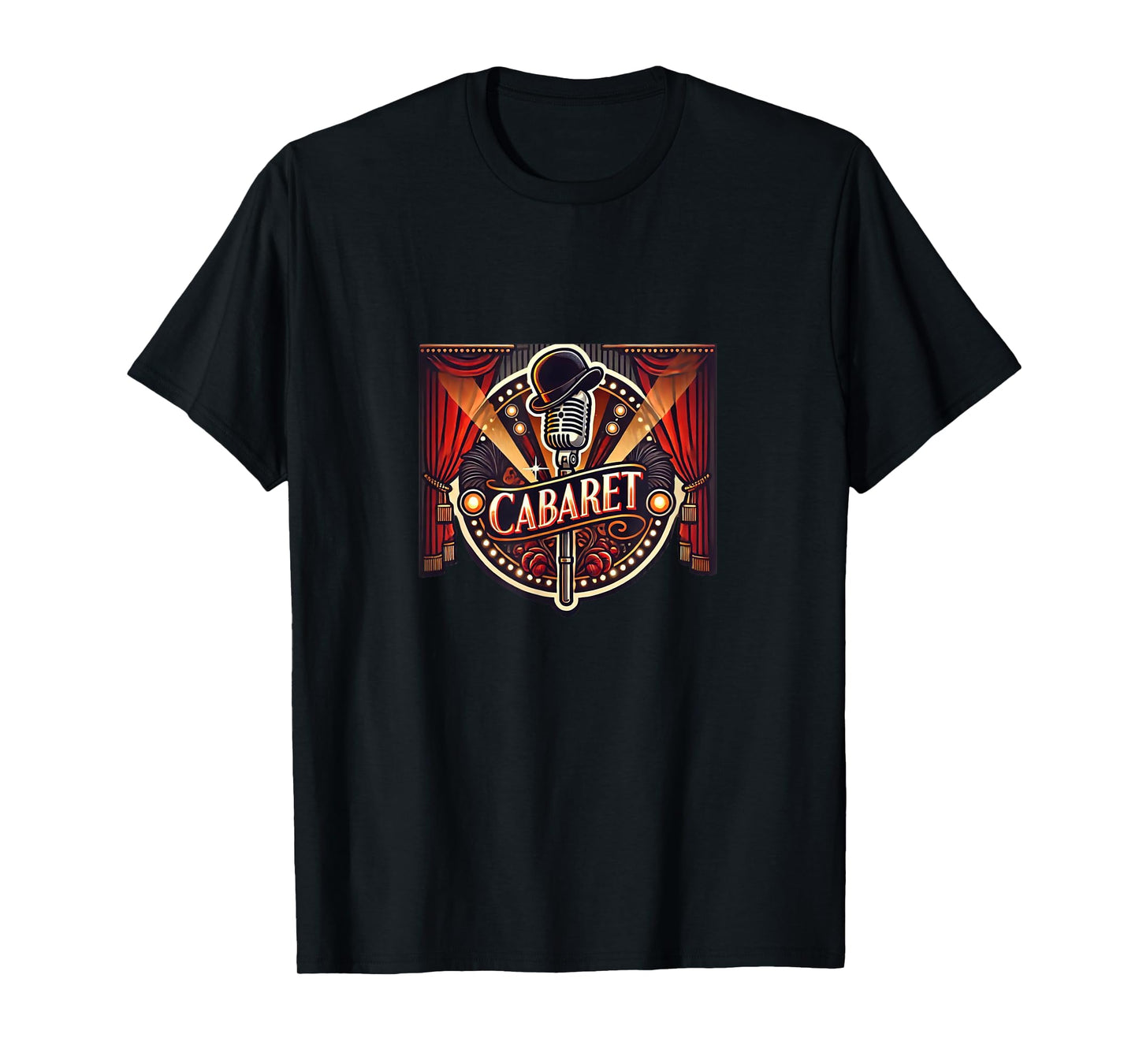 Stage Notes Cabaret Musical Theatre T-Shirt - Unisex Adults - Black - Small - Short Sleeve - Retro Casual - Cabaret Theme